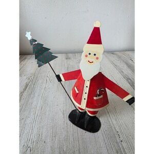Vintage dept 56 metal Santa tree decor figurine statue candy cane unique decor